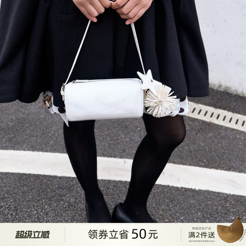 ECODAY流苏配饰笔筒包春夏迷你笔袋包手提手机包女士小方包单肩包