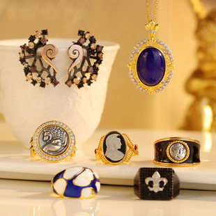 妙艺原创高端文玩卡梅奥cameo胸针吊坠雕刻浮雕轻奢小众项链戒指