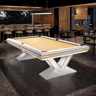豪华台球桌8/9英尺美式9球台桌V形实木腿大理石板高端球房桌球台