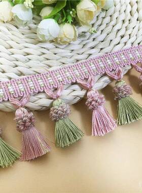 球厂家直销小间距窗帘吊穗吊花边流苏吊双色坠窗帘AL-58657帘侧边