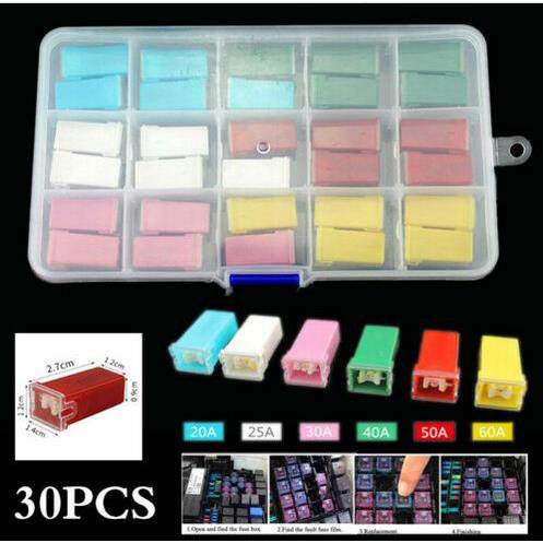 30PCS汽车保险丝长STD形状分类险丝98320A25A保0A40A350A60A