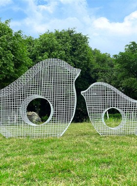 铁艺不锈钢镂f空小鸟雕塑户外园林景观社区样品屋展示中心草坪绿