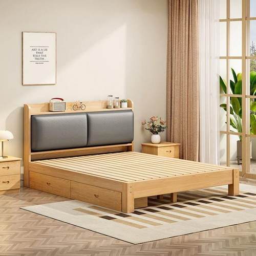 租实木现代简约全实木1.床2米1.米单XEX人床家用双人床小户型出5