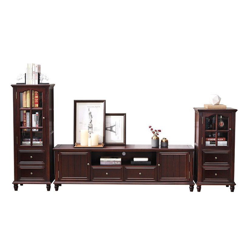 美式乡村实木茶几电视柜组合套装客厅H成套家具简美风格储物柜子