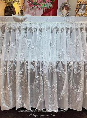 法式钢琴园布盖布白色蕾丝子钢琴F995J7T6罩全罩美式美田凳罩电半