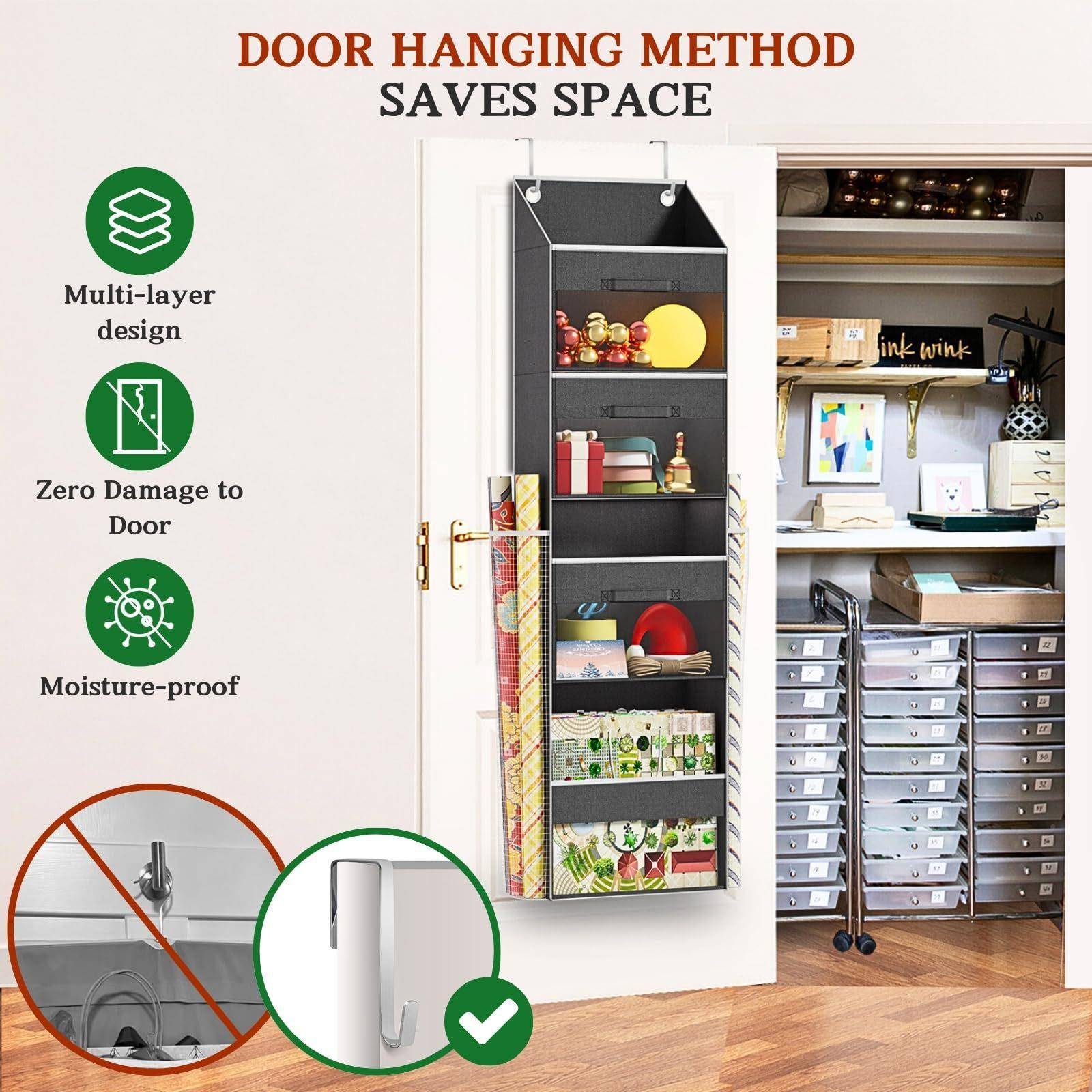 新艺款门后收纳袋布储物礼品挂袋袋圣诞礼包装纸墙挂式品置物架收