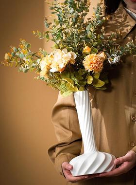 式旋纹奶油风陶瓷法花瓶装马卡龙色水培简约客厅花干花BB-00099插