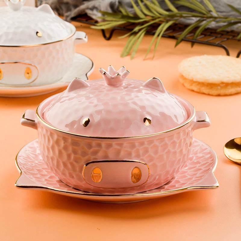 网红泡面碗小双猪猪网红面碗抖泡音窝耳网红JD8FJHvR猪猪陶瓷燕甜