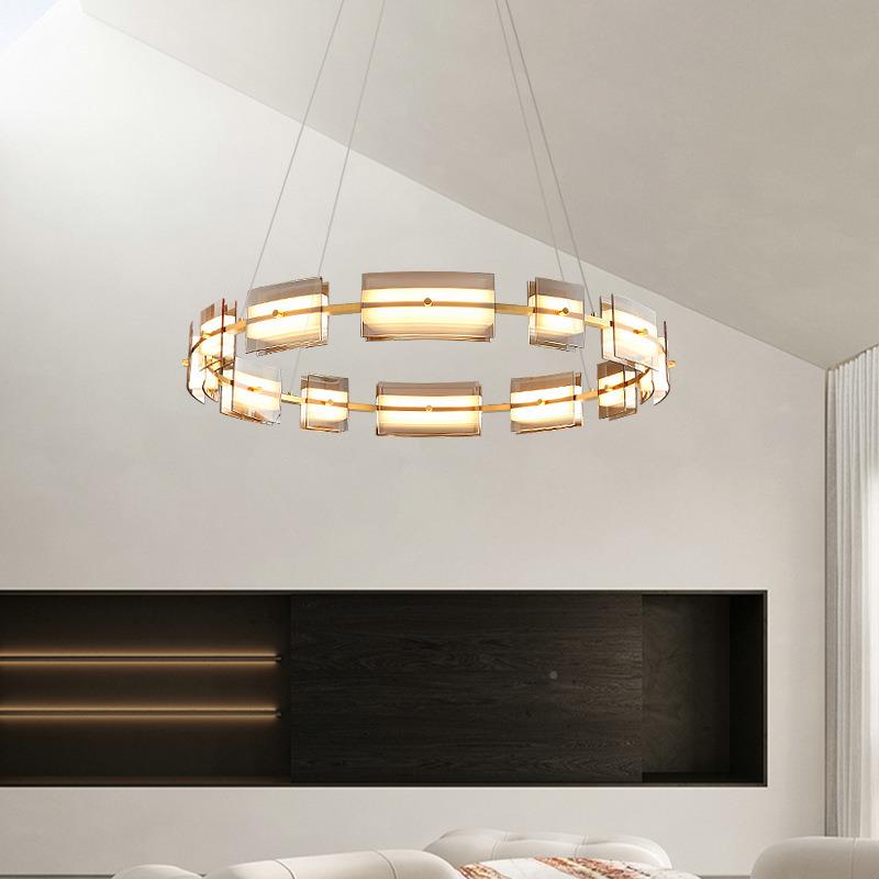 意式卧轻奢客厅主极灯后现代简简约设计师HX9906环形高端玻璃室餐