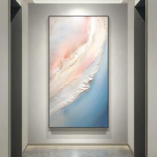 约肌万顷碧波理画纯手绘油画入户玄关壁装饰画现代简廊过道走挂画