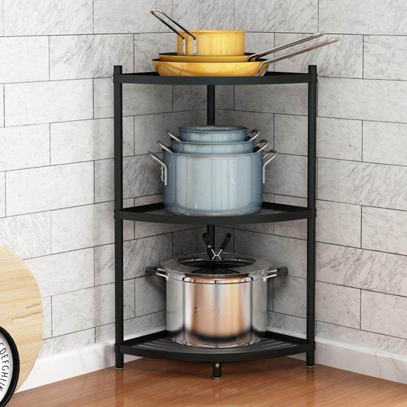 厨房置物落地式多架层不锈钢纳架落杂物储物架四收YLN角放地锅架