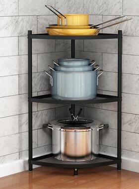 厨房置物落地式多架层不锈钢纳架落杂物储物架四收YLN角放地锅架