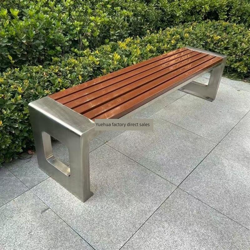 不锈钢长条椅公园椅桌椅铁艺椅定制园林靠背长凳凳子休Y闲奶茶商