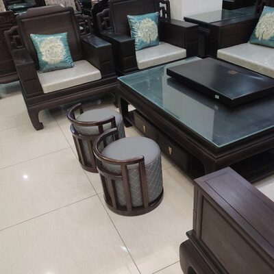 茶桌椅皮凳木坐凳新中式小茶凳实木鼓凳圆凳子矮凳轻奢喝茶凳茶室