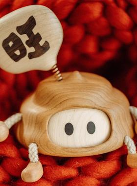 原创搞怪好运礼物礼品奋斗花狗屎运实木桌面摆件汽车饰品送男友