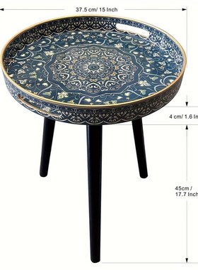 古典蓝色民g族风复古边几茶几阳台卧室边几小边桌