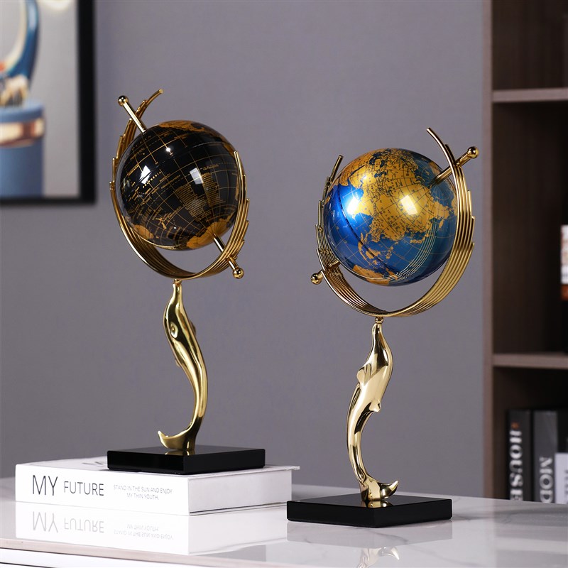 地球仪轻奢客厅玄关电视柜桌面摆件E海豚高级感高档装饰品乔迁礼