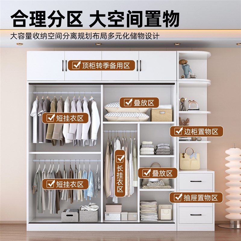 全实木衣柜家用卧室经济出租房新款储H物柜简易组装收纳儿童大衣