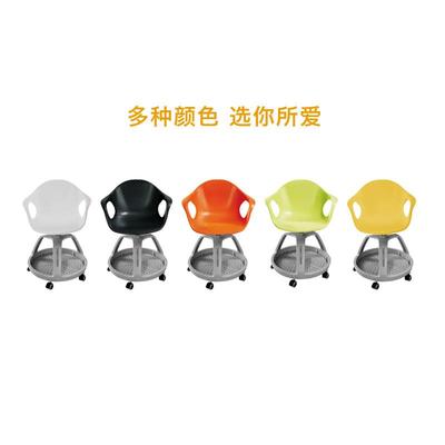 简单活带公储物书篮移塑料动会议培训椅办电脑椅六动轮HHJD-356会