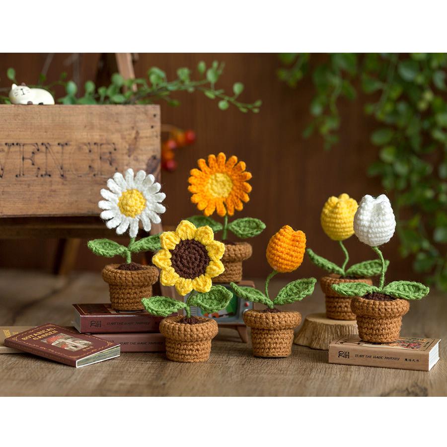 苏苏姐家株小花手花束一diFUUy材料包编织工牛奶棉毛团线制作摆件