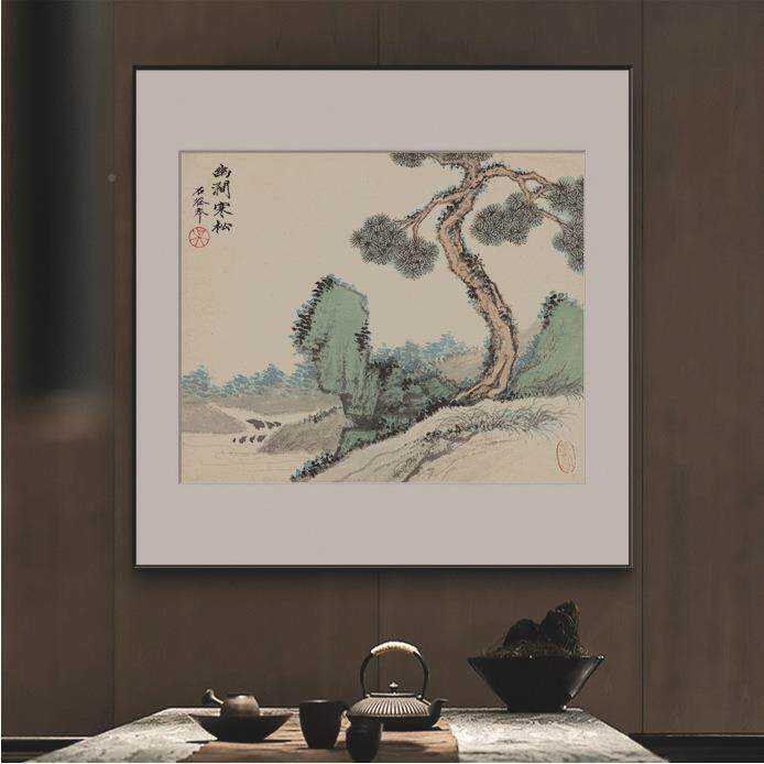 新中国画客厅沙发玄饰关装画餐厅室壁式画茶青山绿水禅B-7-22意挂