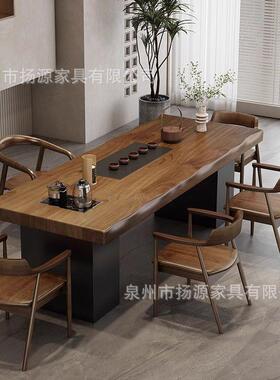现简约办代公JOS家用泡茶桌板阳台功夫茶茶几台一体实木大茶桌椅