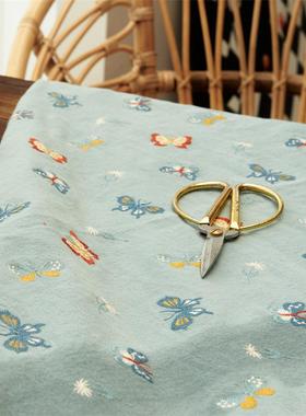 现货E20504春夏田园风棉麻刺I绣面料DY手衣账手工睡童面装裙子服