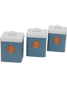 镀锌带铁密封罐套装盖形厨房储菱物收纳盒金765属冲形方纹储物罐