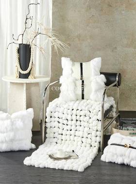 202新款皮枕抱草枕被狐狸毛抱白WL5078-4色橙色靠垫沙发靠垫高级5