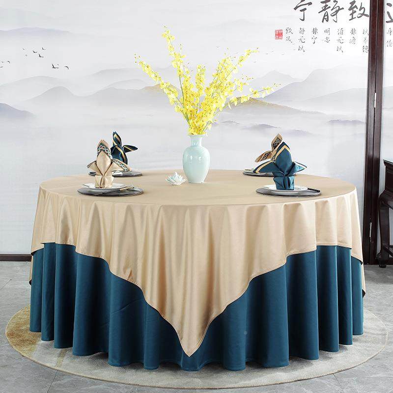 高档3-26-1餐缎贡面酒店桌布餐桌布厅台布饭店加厚缎亮丝级感圆桌
