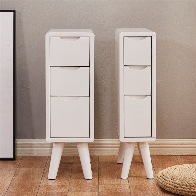 全实木白色超窄床边l夹缝柜迷你小型床头柜15cm极窄20卧室30小尺
