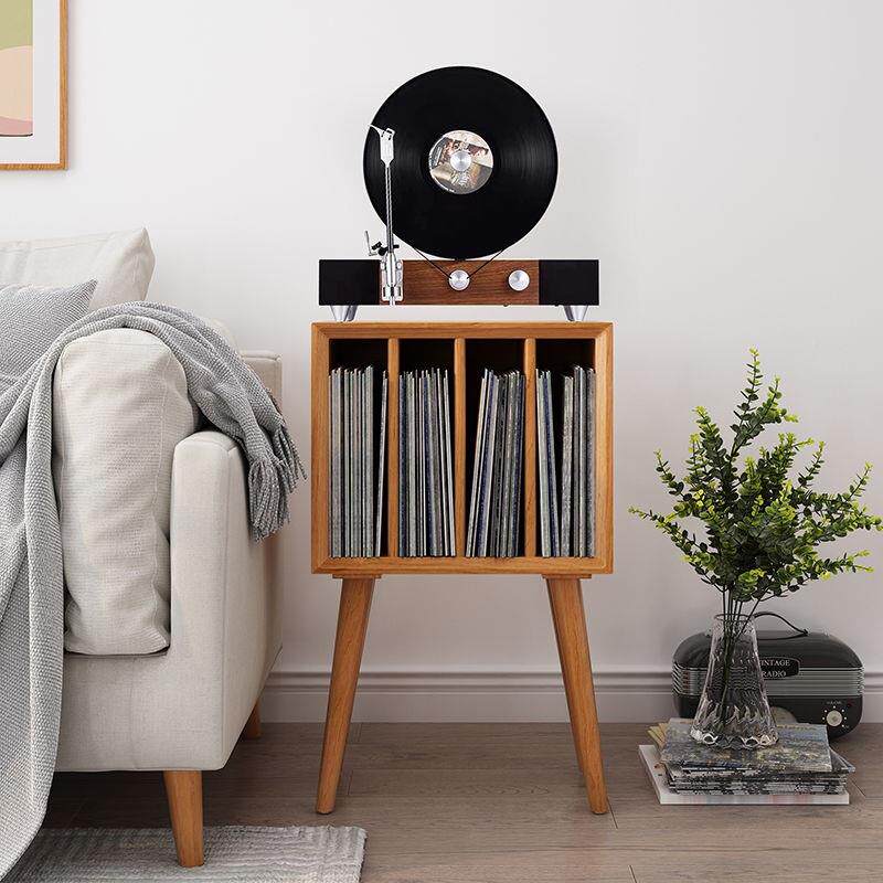 胶唱展示架cd实木黑胶唱片片复杂志柜LP古留声机底座GZ--A012家黑