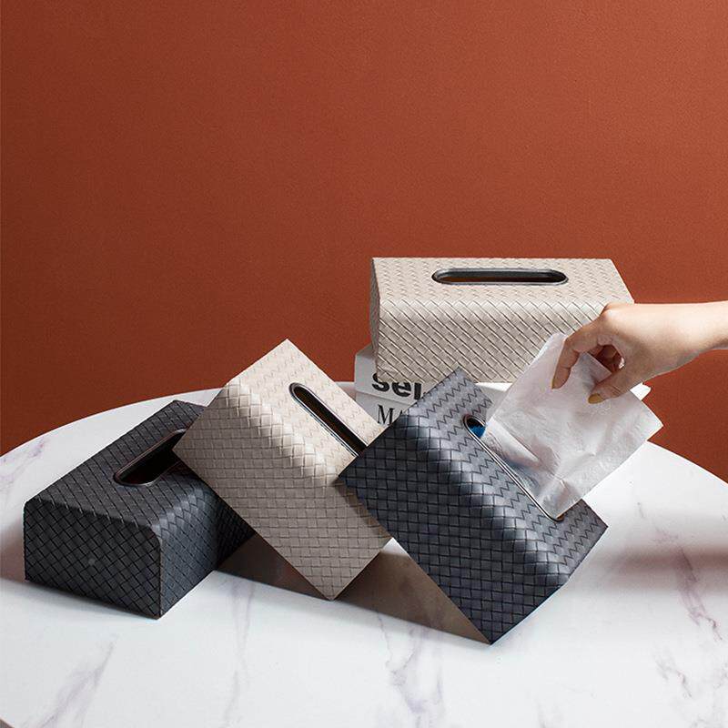 现轻奢高级感编织厅皮代革纸巾长方形纸盒样板间几餐卧室桌面纸巾