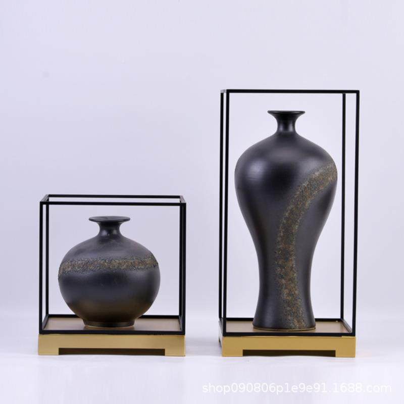 架式新中陶摆瓷花瓶金属框创意件软装样板房玄关家DCX具城博古架,橡塑材料及制品,工业陶瓷,淘宝优惠券,粉丝福利购,淘宝优惠卷
