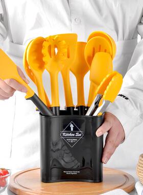 HY-slsbg装新款接黑黄拼硅胶厨具套10件套厨房饪用具收纳桶kitche