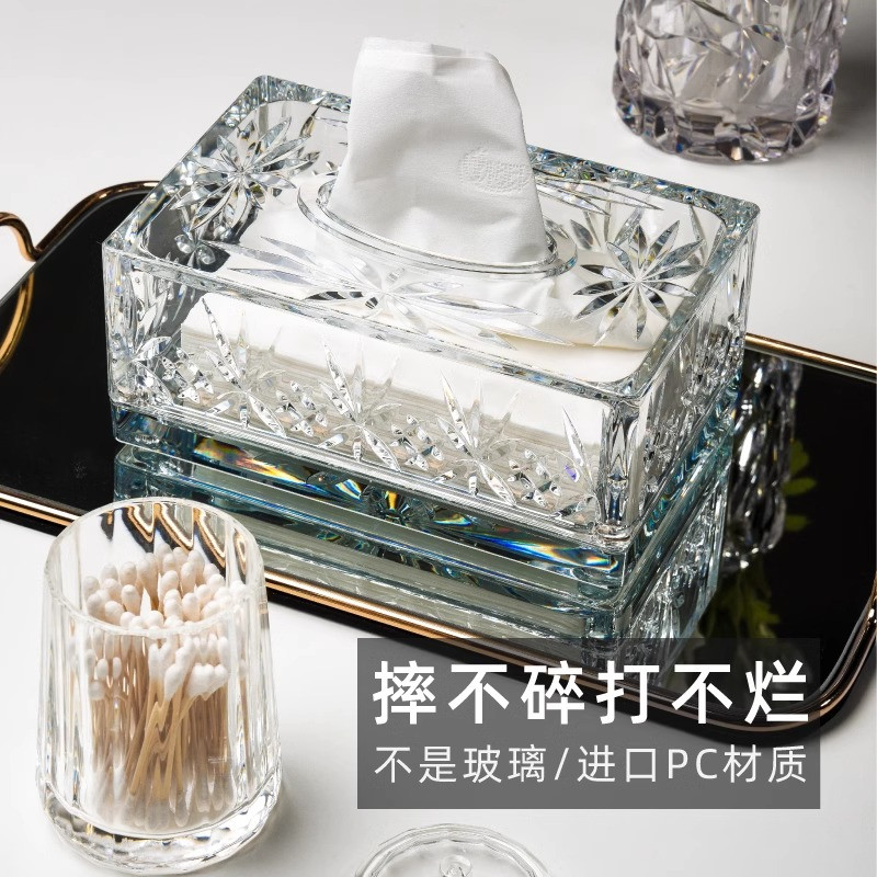 北欧风纸巾盒家用客厅轻奢长方形透明亚克力纸抽盒简约茶几收纳盒