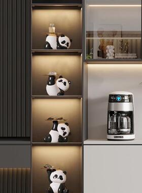轻现代入玄关熊猫钥匙收纳托盘摆饰件奶油风桌面奢户客厅家RXU居
