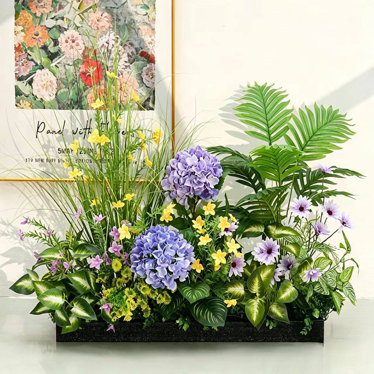仿真绿植造景花槽隔断落地花艺植物景观花箱组合室外成品假花装饰