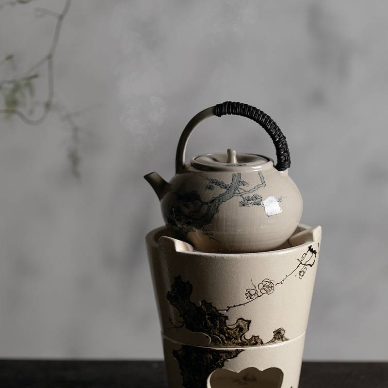 梵汝户外便携围炉煮茶藤编提梁壶煮茶壶烧水壶可明火干烧带过滤