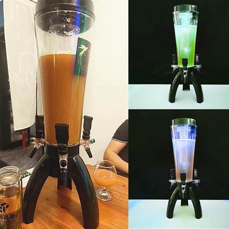 创意扎啤酒炮商用饮料桶透明果汁鼎带龙头分酒器新款3L桶酒塔酒柱