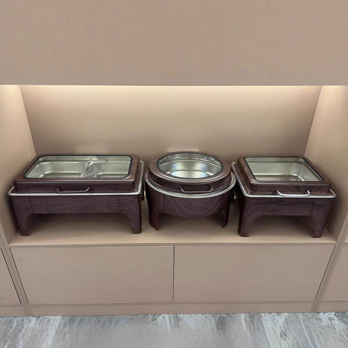 跨境不锈钢自助餐炉方形圆形加热木纹黑白色保温炉商用酒店餐厅布,餐饮具,酒店餐具,淘宝优惠券,粉丝福利购,淘宝优惠卷