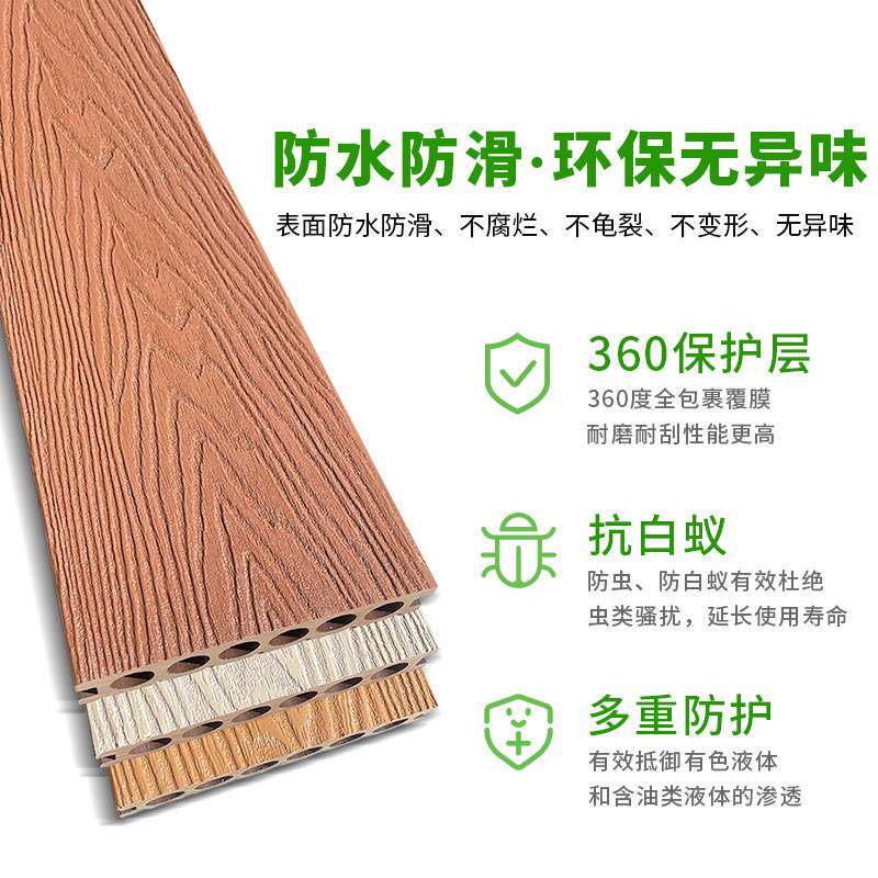 成都户外二代共挤塑木地板包安装室外木塑板庭院走廊露台地板工厂