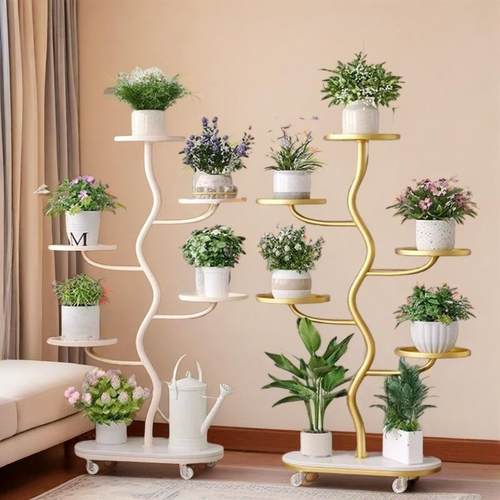 花架子室内家用阳台可移动多层铁艺置物架兰花多肉花盆景摆放架