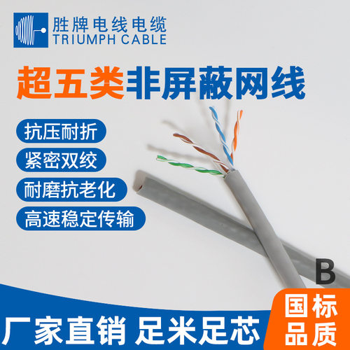 胜牌通信高速超五类网线300米整箱监控电脑网络宽带网线家用0.50