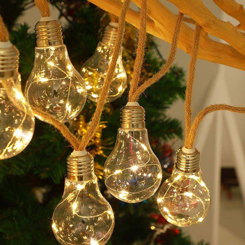 麻绳灯串太阳能铜线装饰led球泡灯户外派对复古装饰布置装饰灯