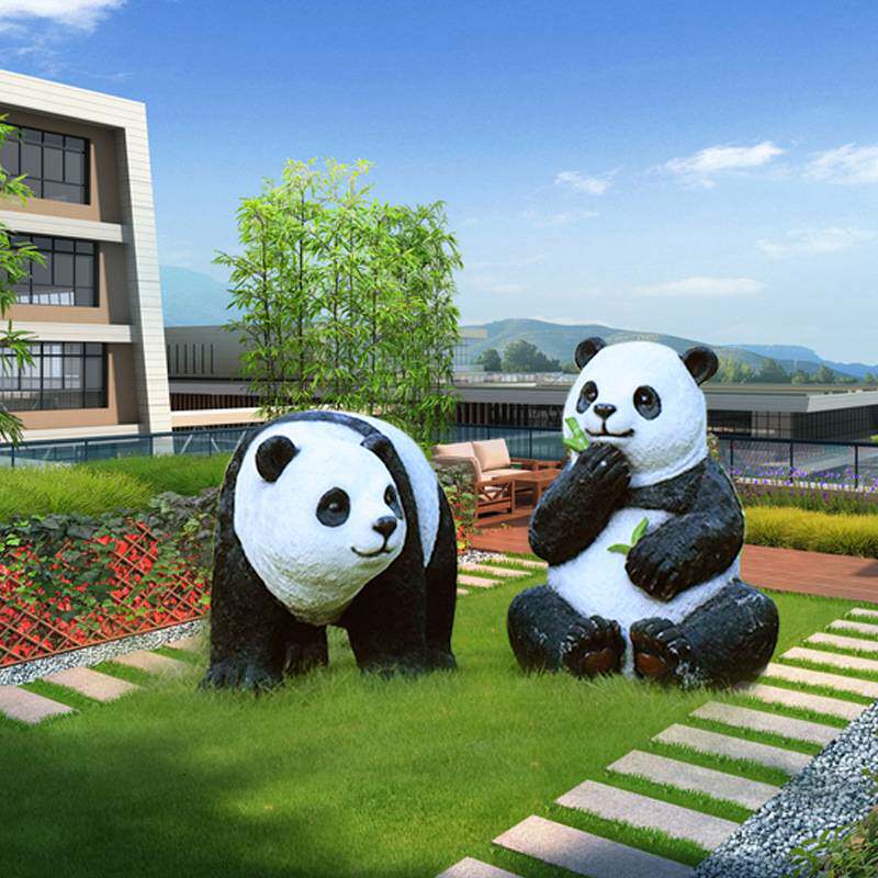 户外仿真动物可爱熊猫摆件别墅庭院花园装饰小区园林景观雕塑小品