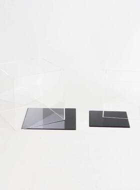 现代简约黑色底座亚克力防尘罩摆件书房客厅书柜收纳时尚软装饰品