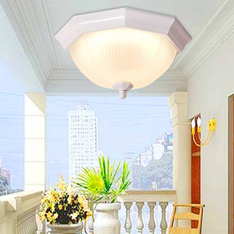 简约美式乡村铁艺八角LED吸顶灯具个性玄关阳台厨房过道卧室灯具