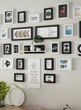 实木_8292心形创意照片墙现代装饰画卧室装饰相框组合能换相片