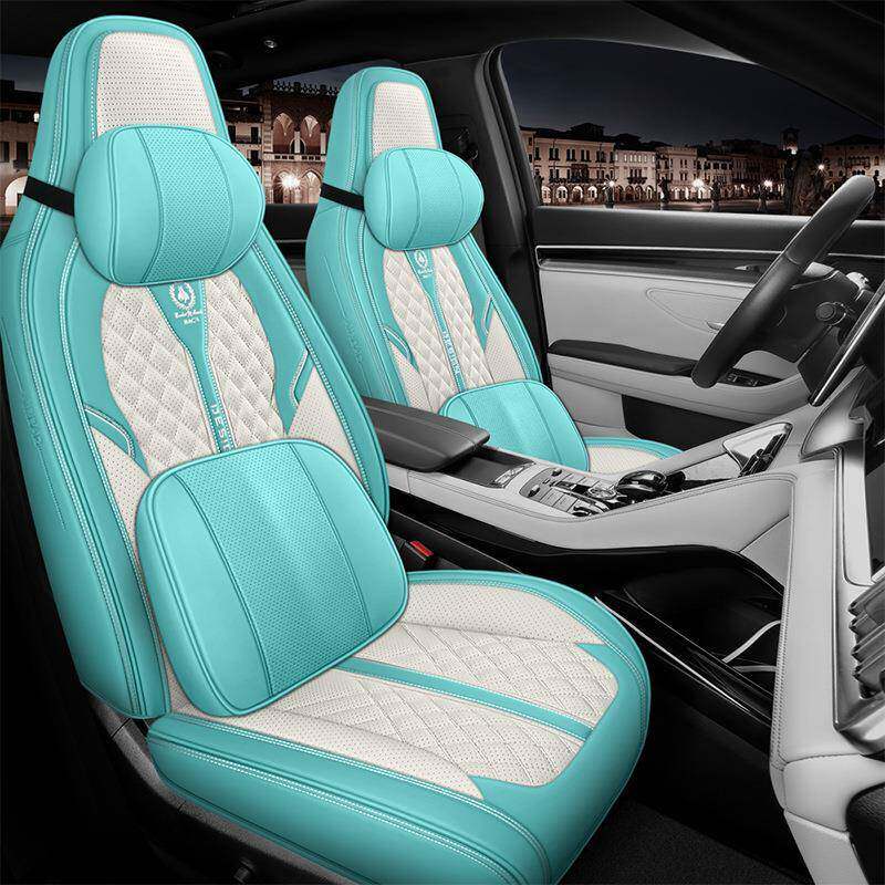 2022年新款头帽连体头枕座椅套打孔皮四季通用汽车坐垫汽车座套套